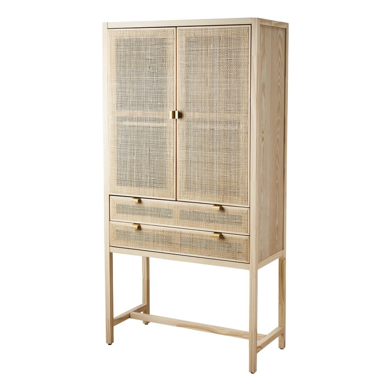 HR CABINET RATTAN PINE NATURAL - CABINETS, SHELVES